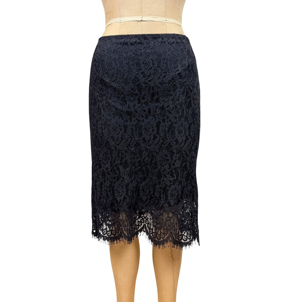 90s Whimsigoth Floral Lace Pencil Skirt Eyelash Hem Gothic Victorian Small